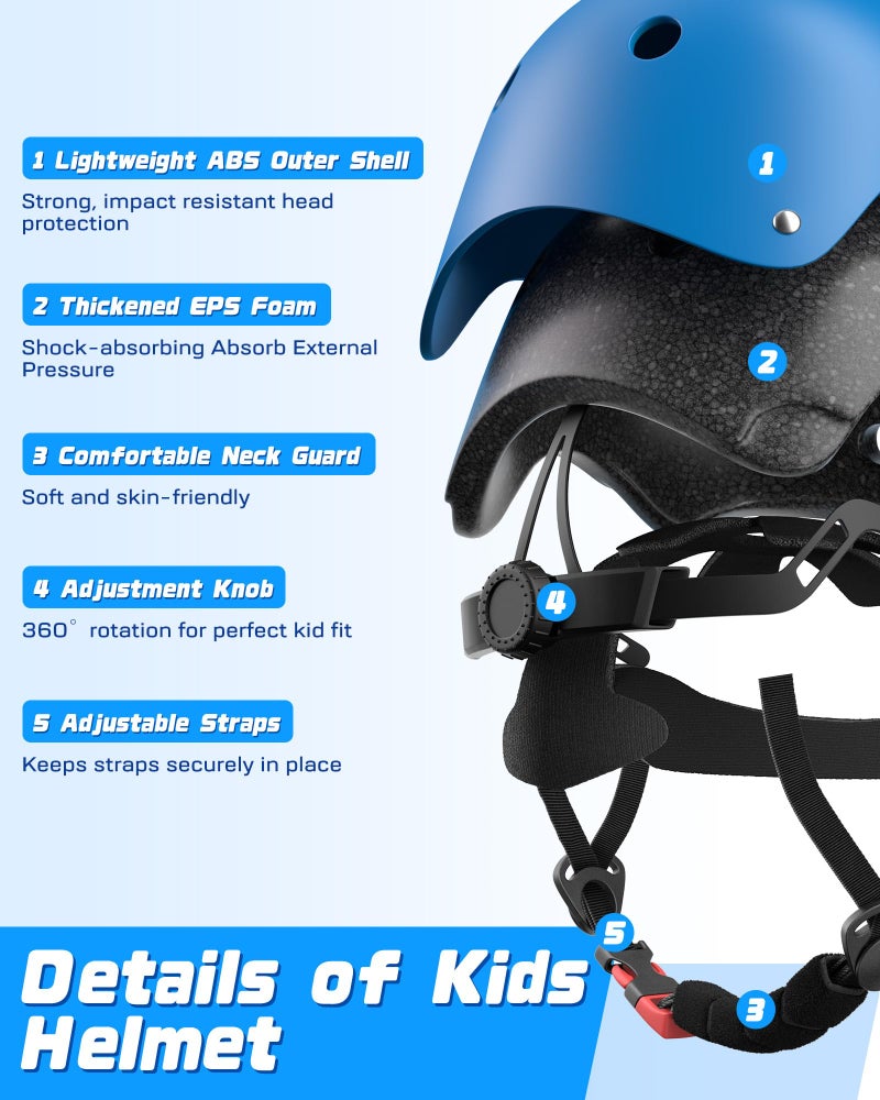 DARME Kids Bike Helmet Set  Adjustable Helmet for Ages 3-15 Year Boys Girls  Helmet Pad Set with Knee and Elbow Pads for Bike  Roller  Skating  Scooter  Longboard and More Sports - Image 2